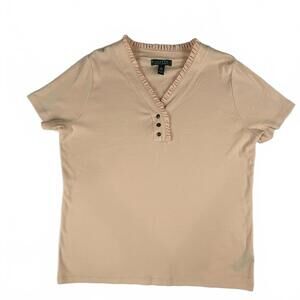 Ralph Lauren Women's V-Neck Top with Ruffle Trim - Size 1X